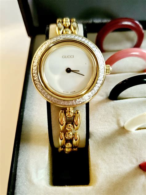 gucci 1100 gold plated bezel watch|Gucci watch bezel only.